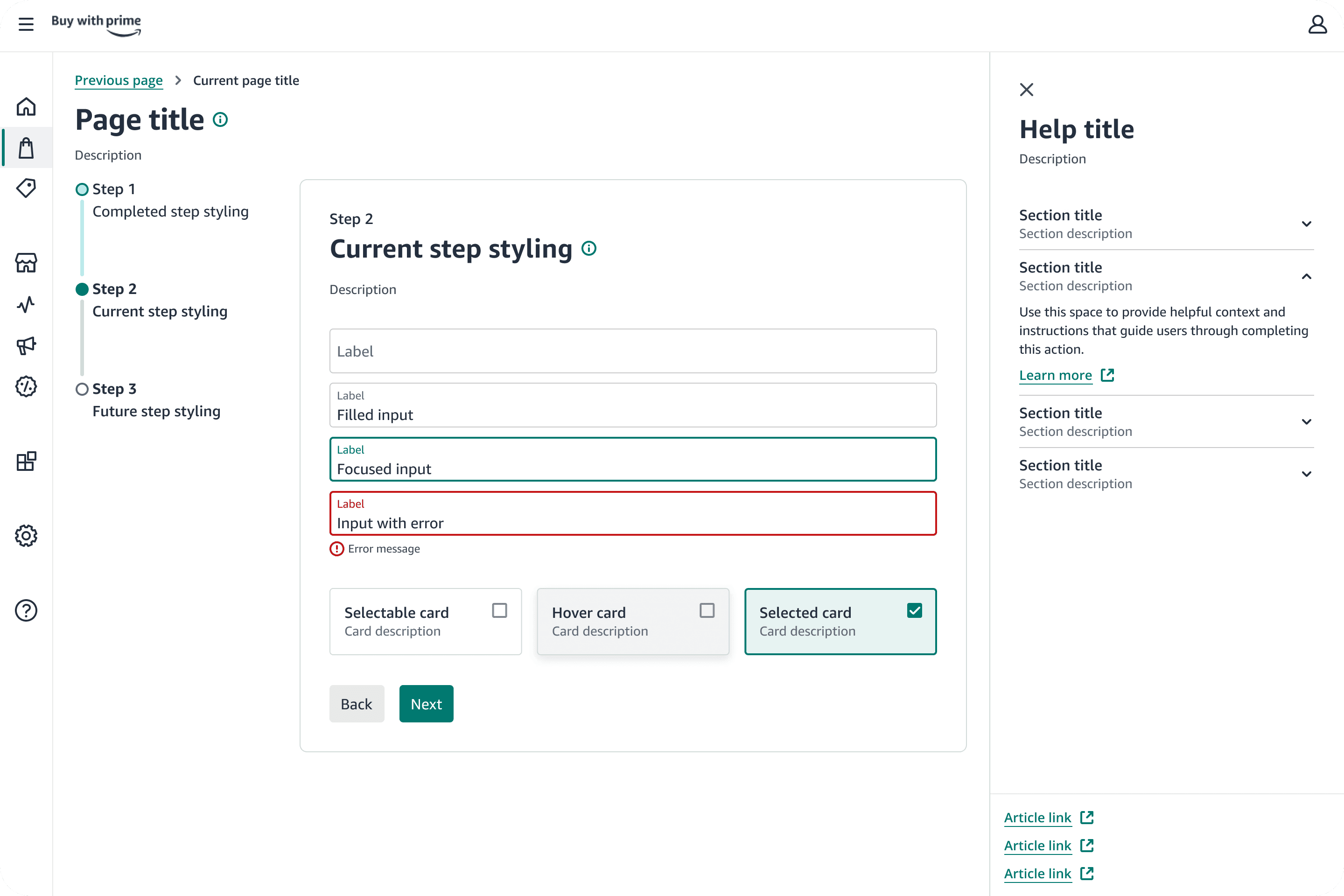 Buy with Prime design system foundation overview