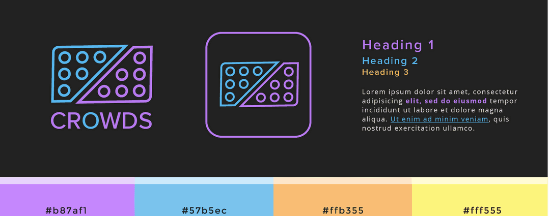 Style tile option 2: friendly, approachable palette designed to adapt to university brand colors