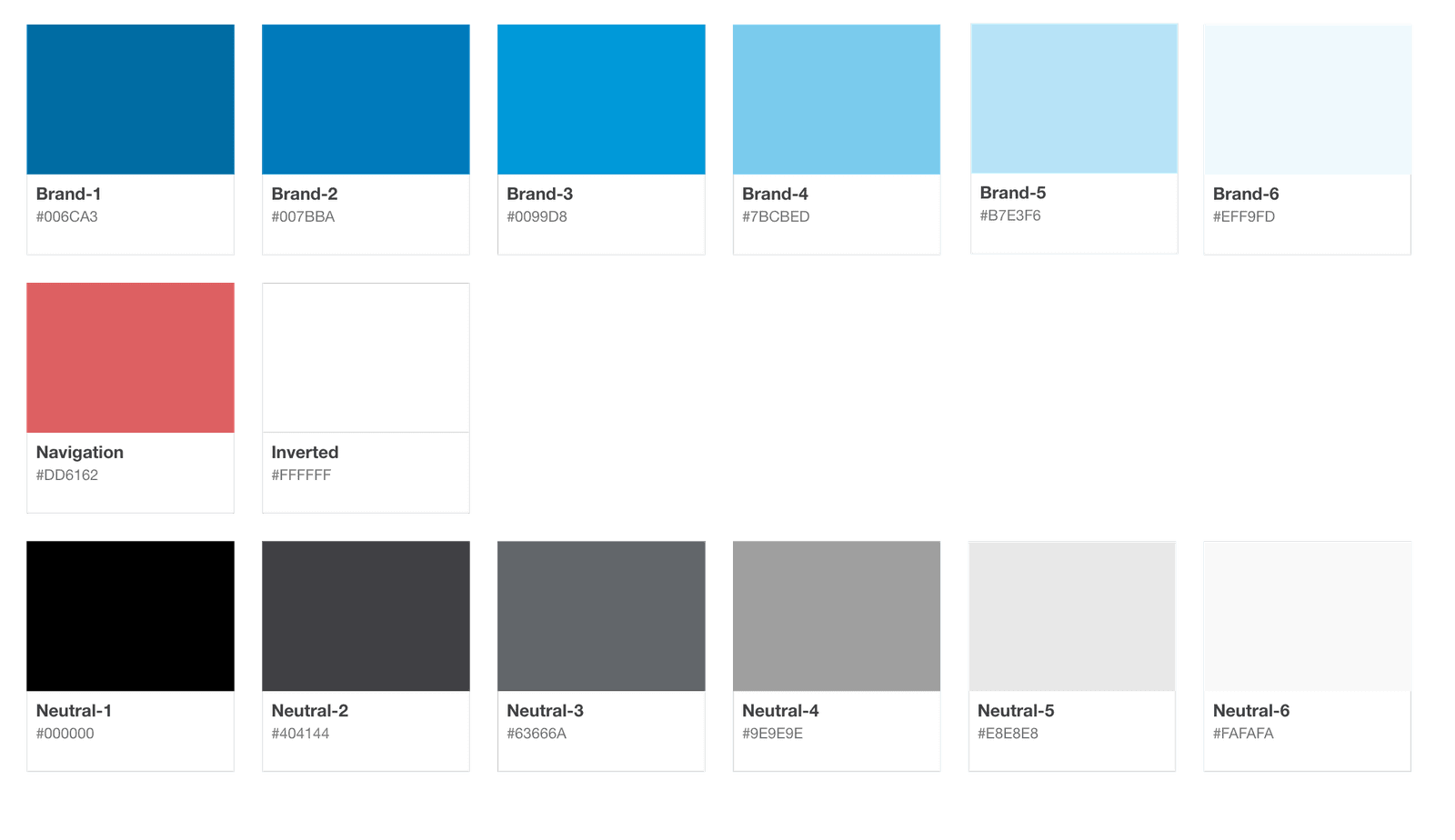 Premera color system showing accessible color scales for the mobile design system