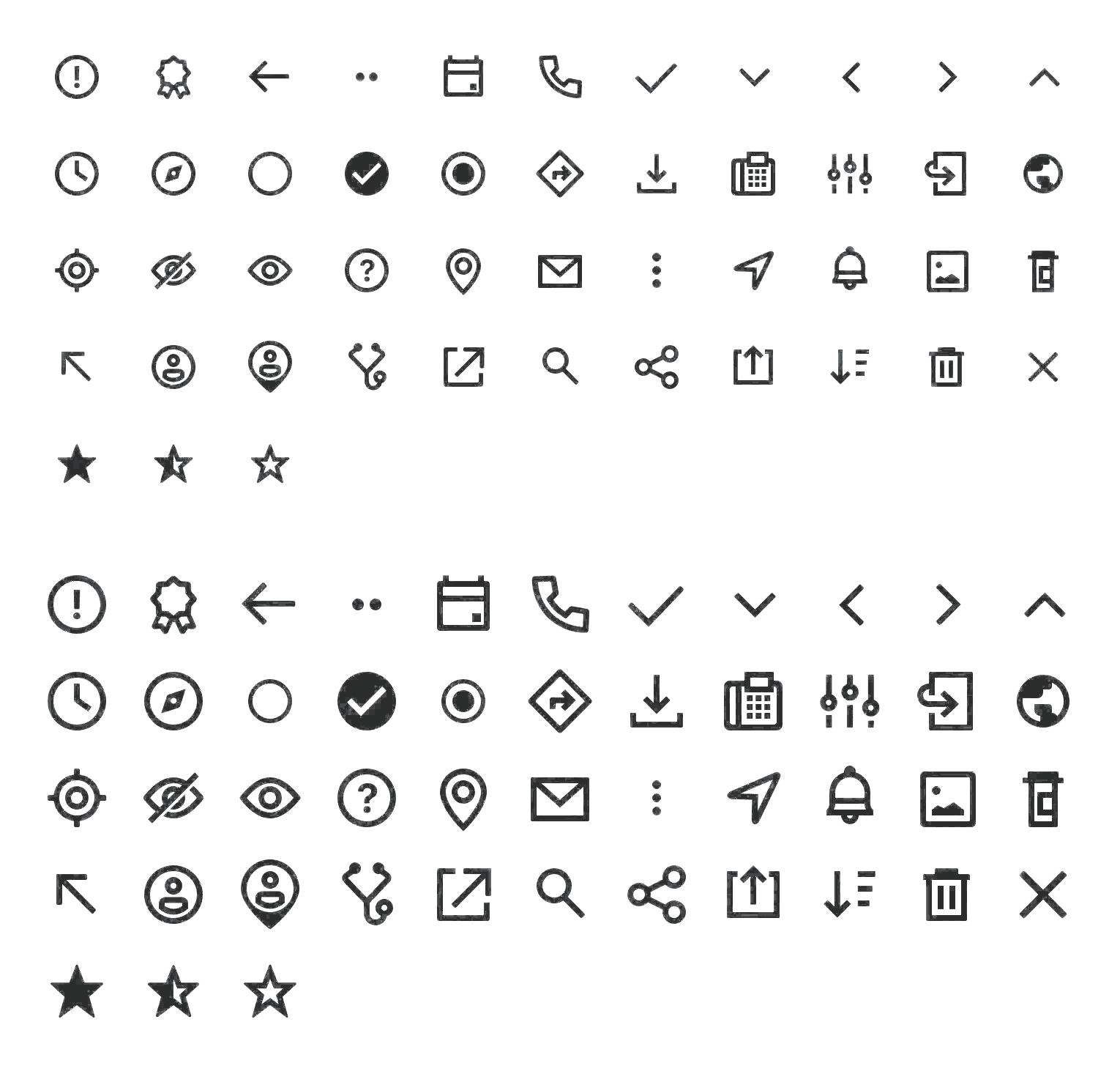 Iconography system showing the icon library and design principles for the Premera mobile design system