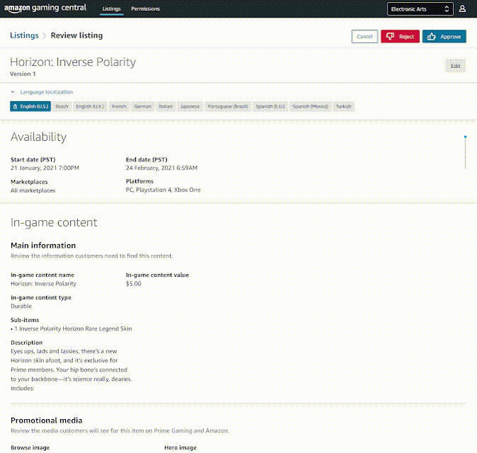 Animated walkthrough of the fast-follow Listing flow that combined Game, Item, and Offer into a single guided publishing experience