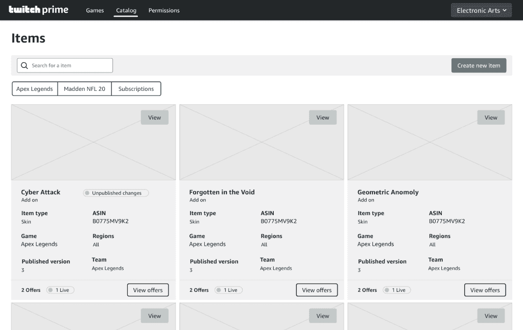 Wireframe showing content reuse patterns across campaigns and time periods